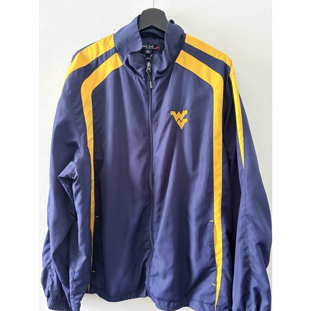 Sport-Tek West Virginia Mountaineers WVU Full Zip Jacket Mens XL Blue Gold
